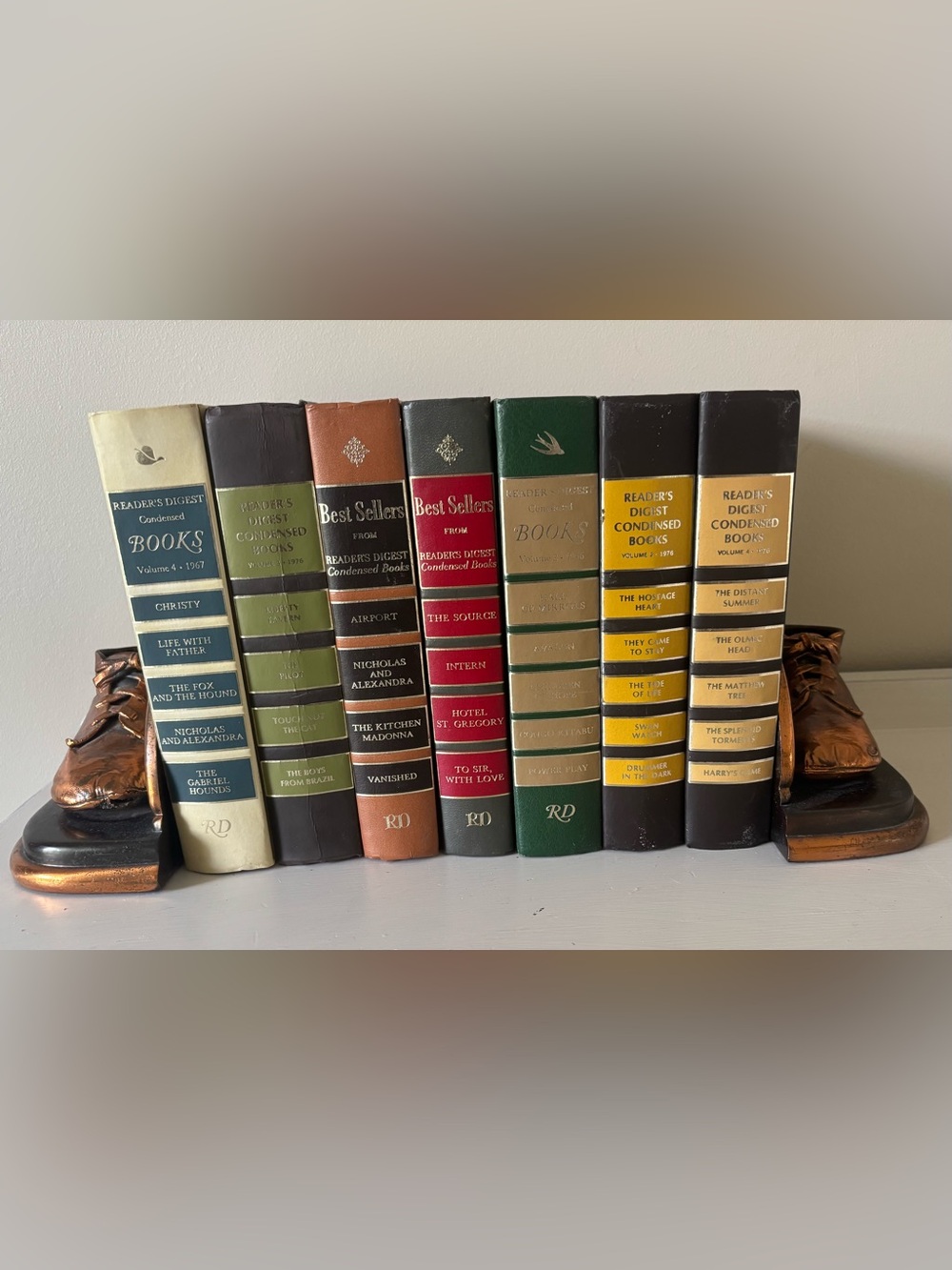 Bookends Pair: Baby Shoe Theme; Copper/Black 3D Effect 1900-1919 7x3